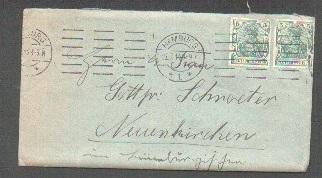 Конверт Германия 1914 марка гашение письмо Hamburg