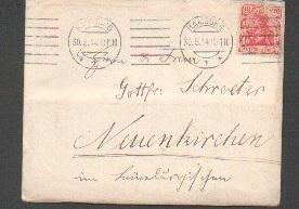 Конверт Германия 1914 марка гашение письмо Hamburg