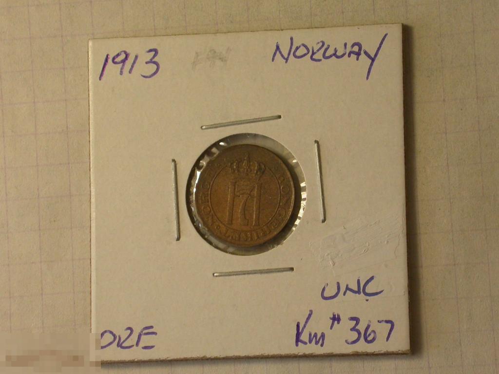 Норвегия  1 Оре 1913 BU 