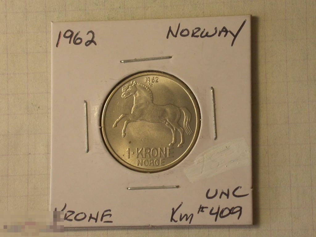 Норвегия  1 Крона 1962 BU 