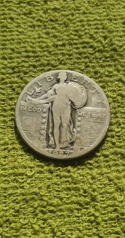 25 центов (1/4 доллара) "Standing Liberty Quarter", 1927 год D !!!!!, США