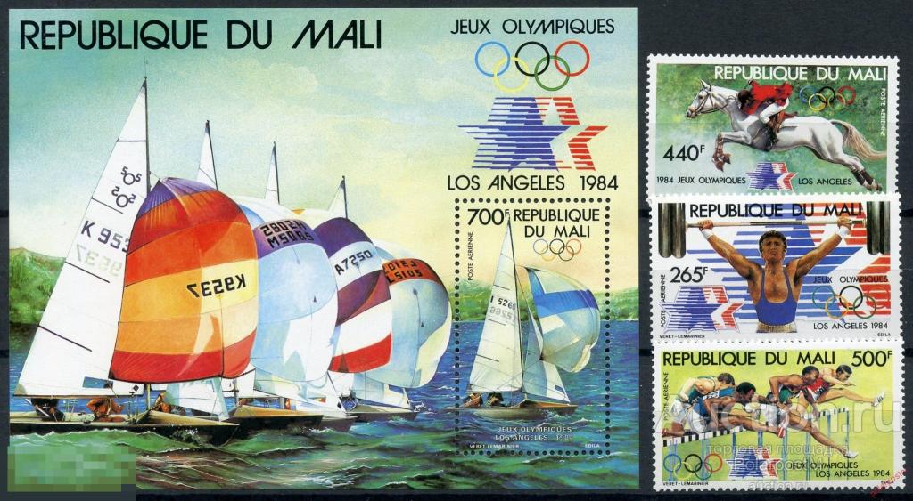 S125 Мали 1984 995-997+BL.24 Олимпийские игры - Лос-Анджелес, США 1984 