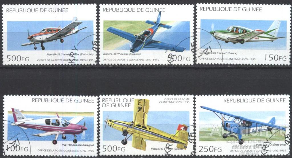Гвинея Гашеные марки Авиация Самолеты  1995