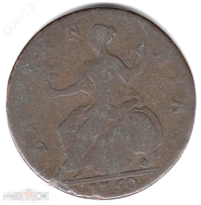 Великобритания - 1/2 пенни 1750 - Георг II