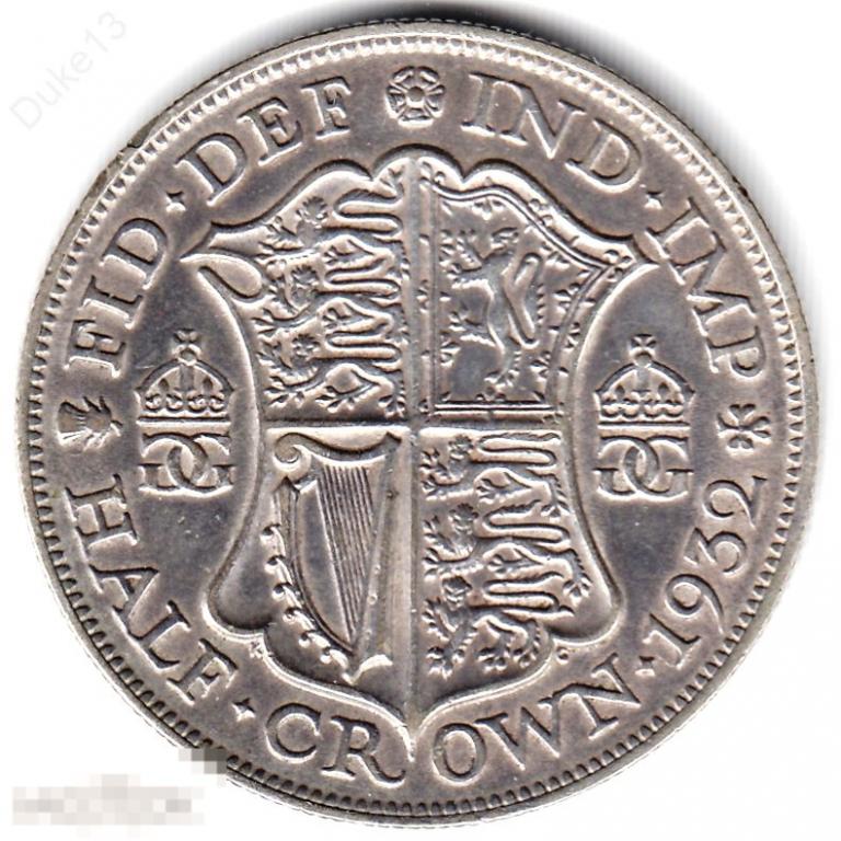 Великобритания - 1/2 кроны 1932 - Георг V - Серебро, Отличная XF+/aUNC