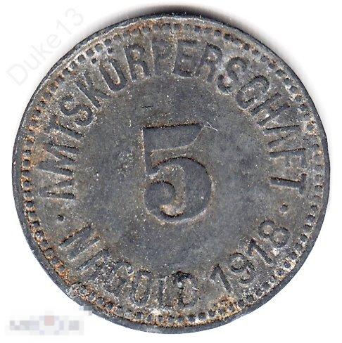 Германия - Нагольд (Вюртемберг) - 5 пфеннигов 1918 - Нотгельд, Нечастый 