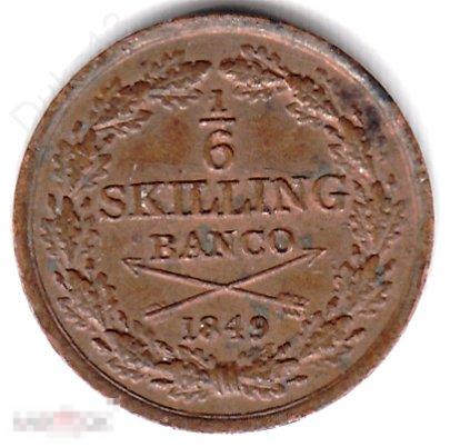 Швеция - 1/6 скиллинга 1849 - НЕЧАСТАЯ, ОТЛИЧНАЯ 