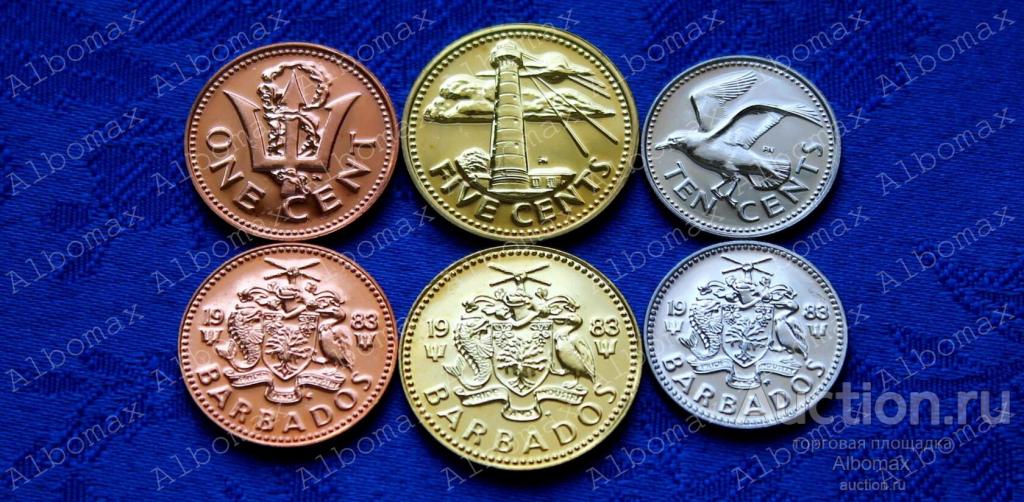 Барбадос набор монет 1, 5, 10 центов 1983г UNC (немагнитные)