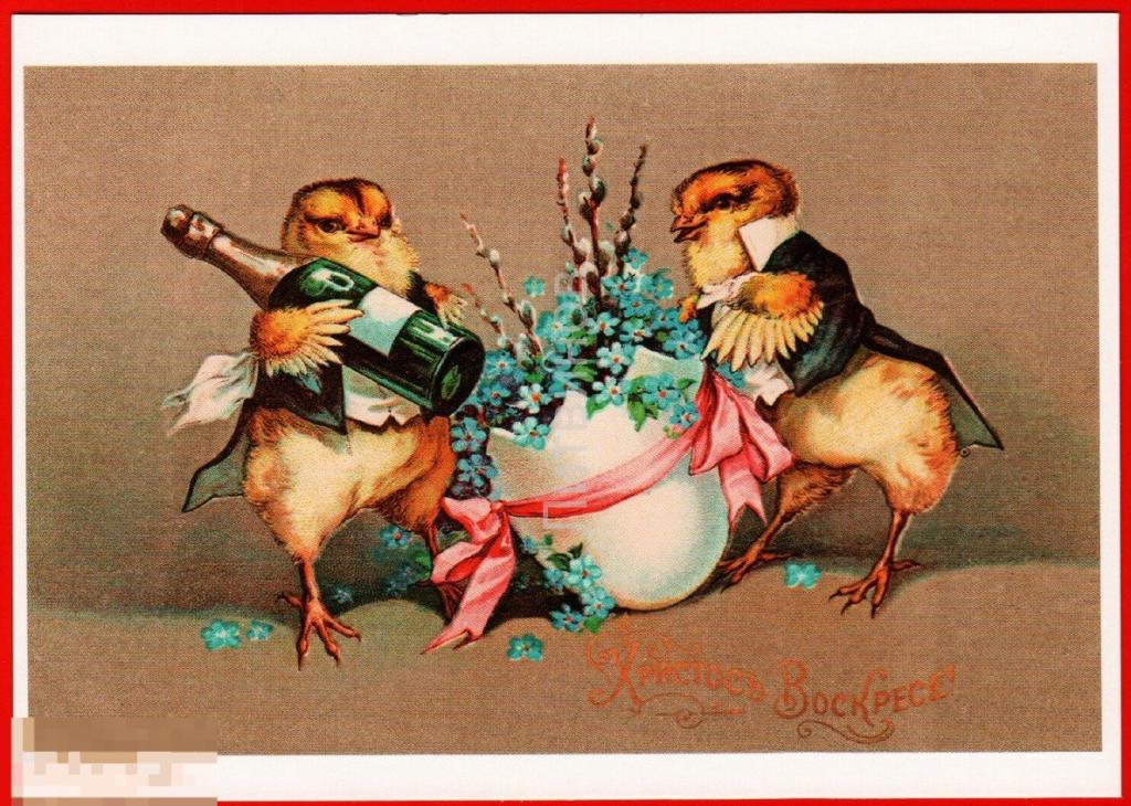 63737 Пасха Христос Воскресе цыпленок птенец яйцо скорлупа вино алкоголь бутылка шампанское 