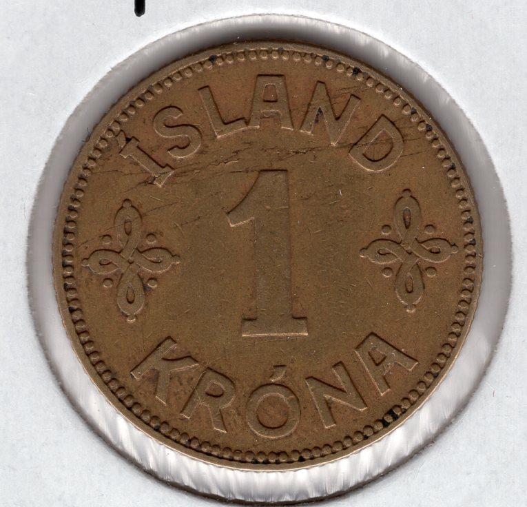 1 крона - Исландия - 1929 - KM#3.1