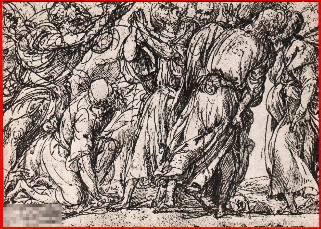 104892 Тициан эскиз группы апостолов для картины ассунта библейский сюжет чистая 1965 