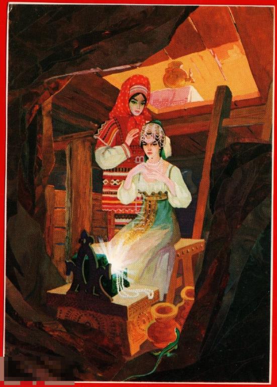 115878 Сказка Бажов самовар русский костюм красавица сарафан шкатулка драгоценность чистая