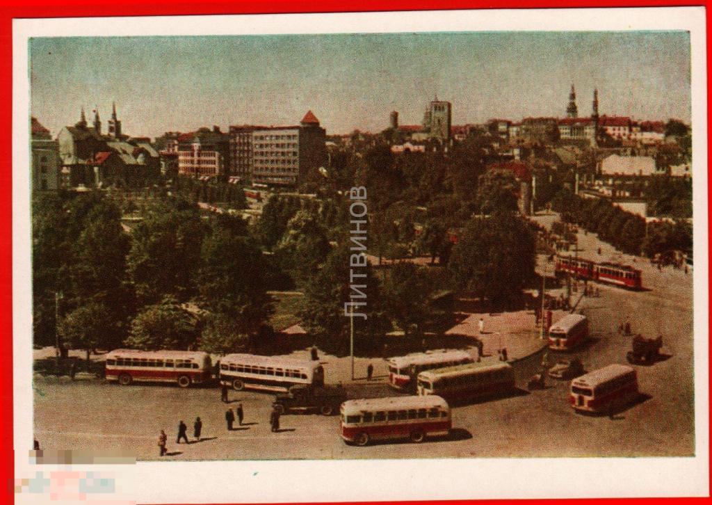 75281 Таллин общий вид автобус трамвай транспорт автобусная остановка Эстония Эстонская ССР 