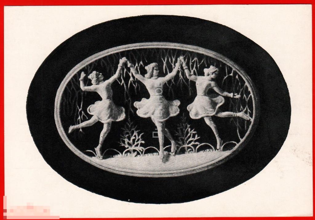 101176 Шкатулка Фигуристки скубенко фигурное катание коньки каток КОИЗ чистая 30-е 