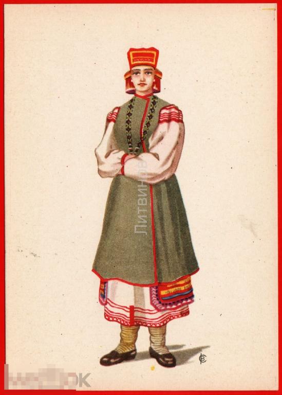 101326 Женский костюм Калужская губерния русский национальный кокошник сарафан девушка ВДНТ Крупской 