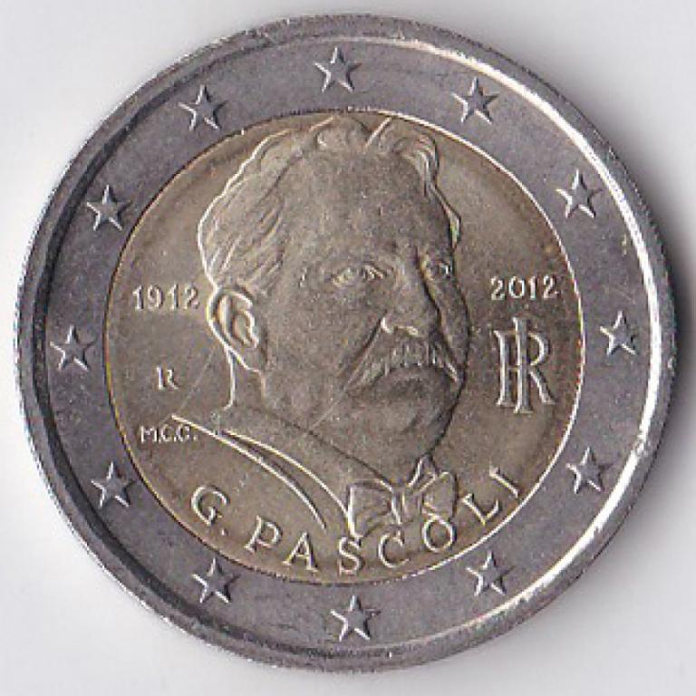 2 евро 2012 Италия 100 лет со дня смерти поэта Джованни Пасколи