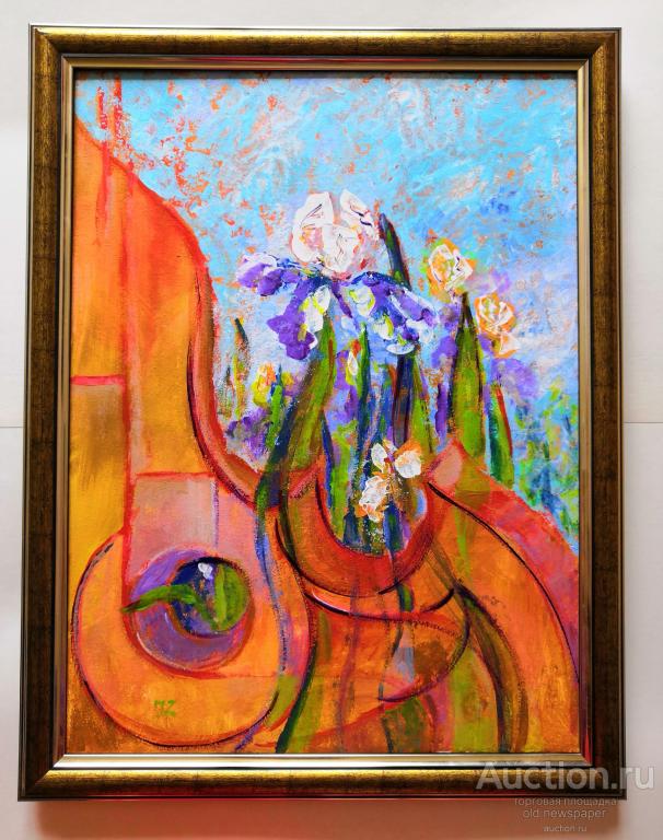 Картина. Музыка и цветы . Акрил на картоне 30 на 40 см,