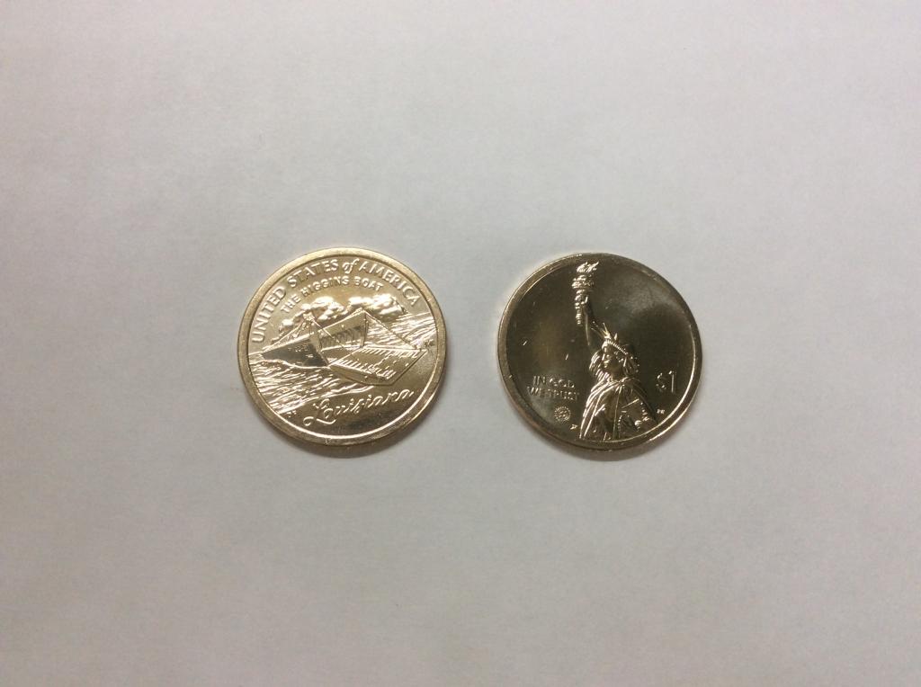 США 1 доллар 2023 Американские инновации - Лодка Хиггинса, Луизиана (19 монета)