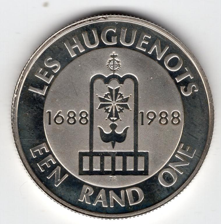1 рэнд - ЮАР - 1988 - Гугеноты - серебро 800 - KM#125