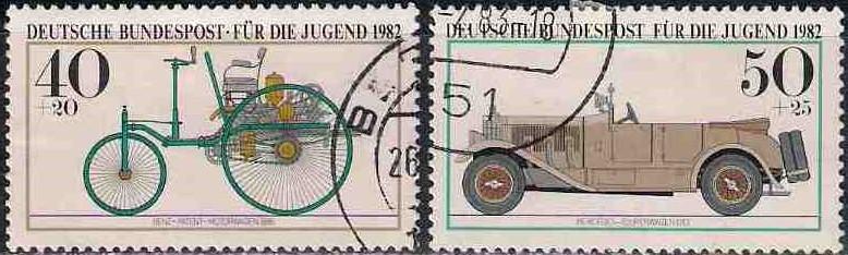 Германия 1982 Mi-1123-24 из серии 1,6€ История автомобиля, Бенц и ...