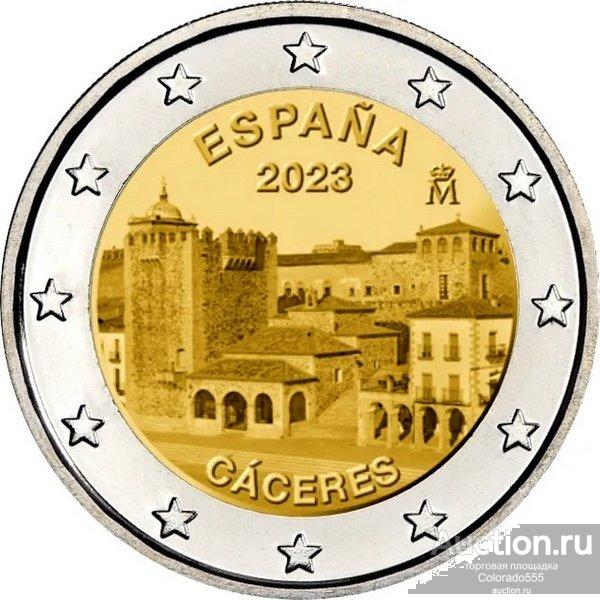 Испания, 2 евро 2023 г. Старый город Касерес. UNC.
