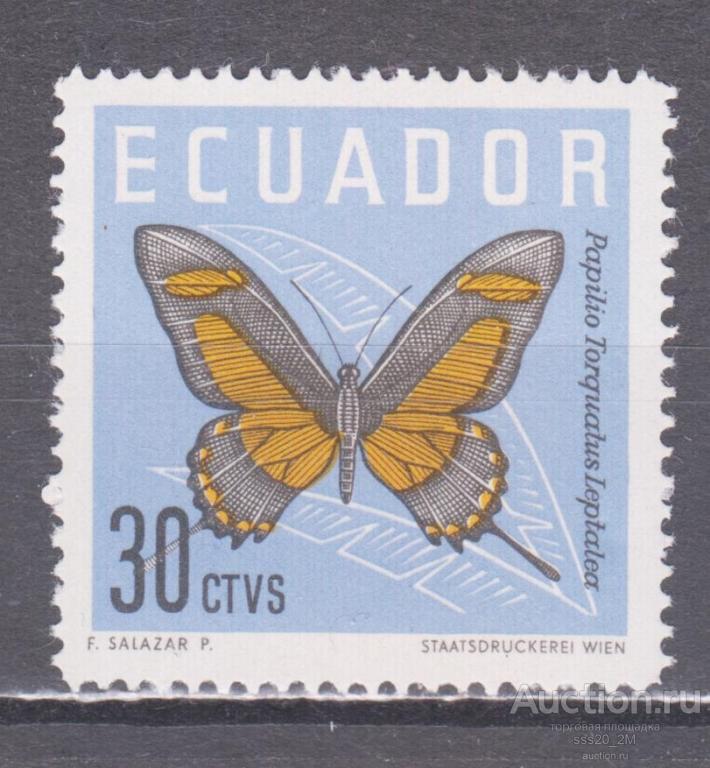 Эквадор 1961 бабочка Mi1071 MNH