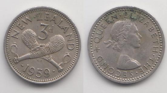 Новая Зеландия 3 пенса 1959