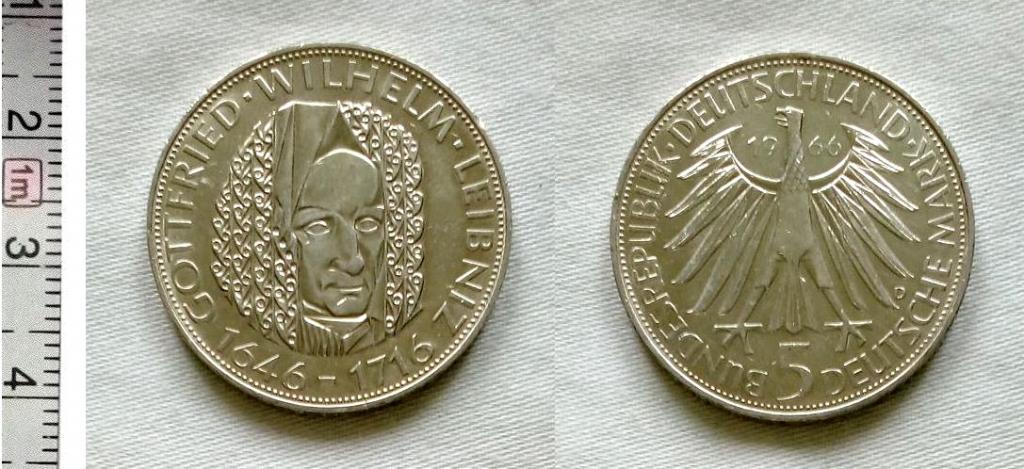 ФРГ Германия 5 марок 1966 год серебро XF+++!