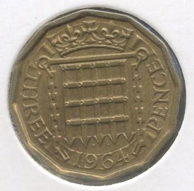 Великобритания 3 пенса 1964 г.