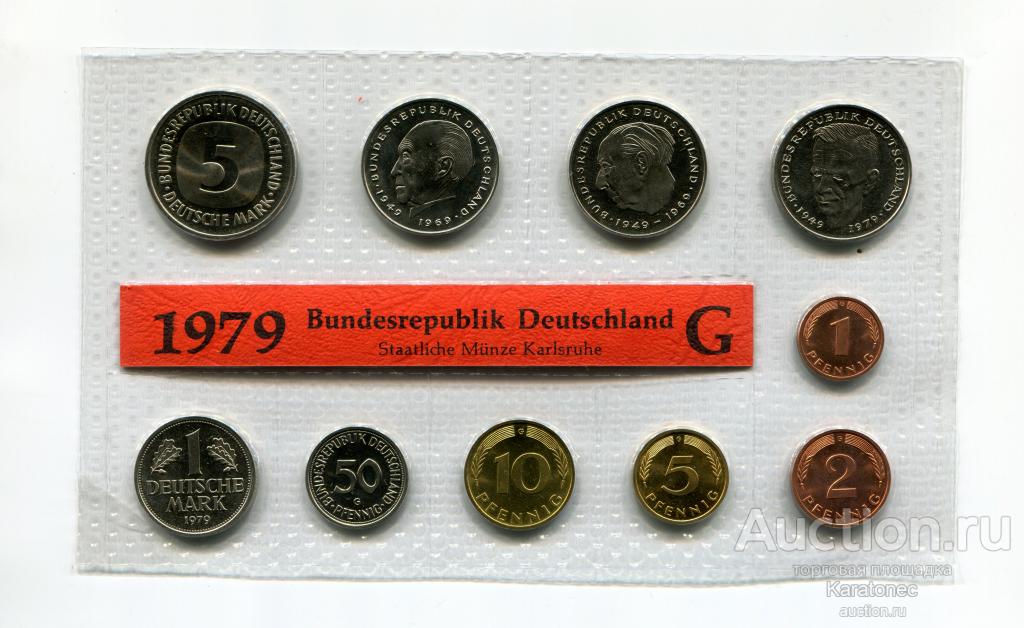 Германия. ФРГ- Официальный набор монет 1979 G .UNC