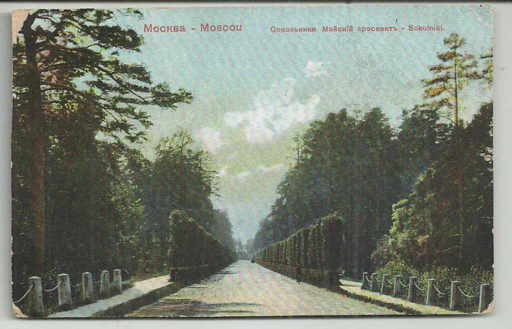 антикварная открытка.  МОСКВА. СОКОЛЬНИКИ!!!. МАЙСКИЙ ПРОСПЕКТ. вид.панорама.пейзаж.парк.аллея.