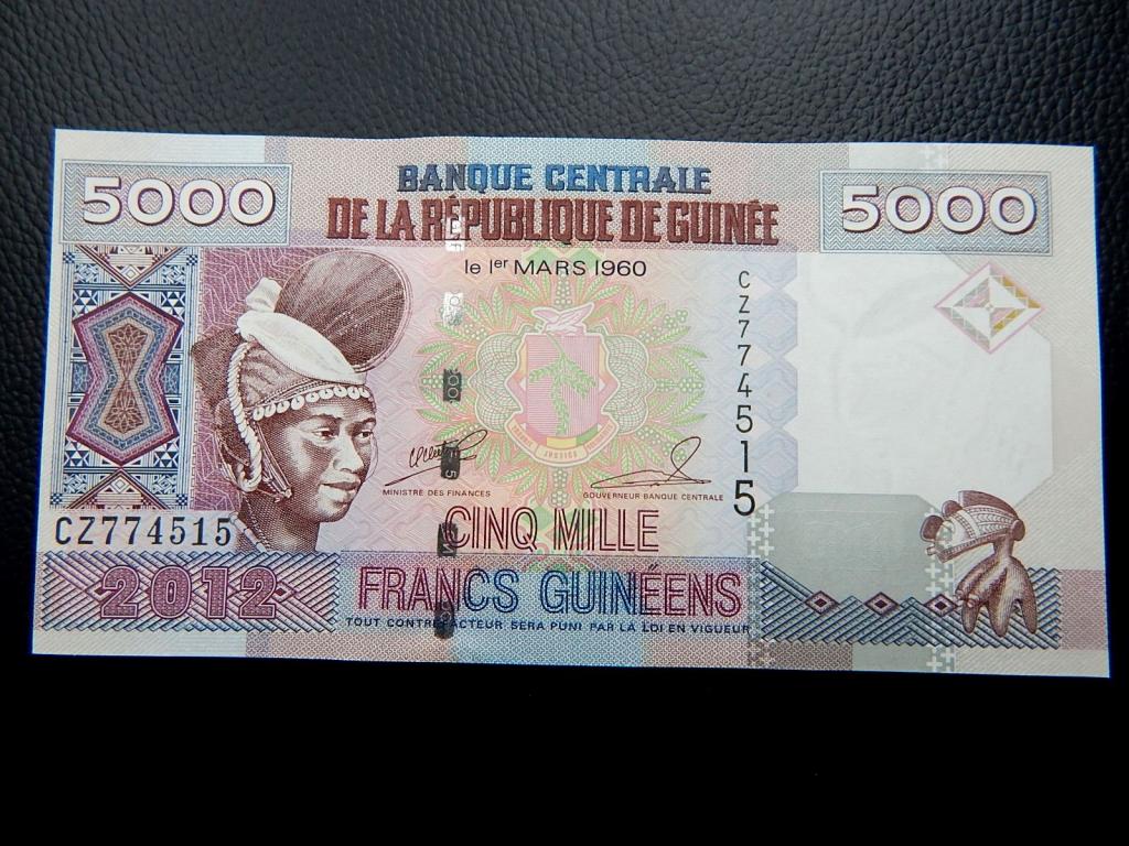 Бона 5000 франков 2012 года серии "CZ" Гвинея UNC