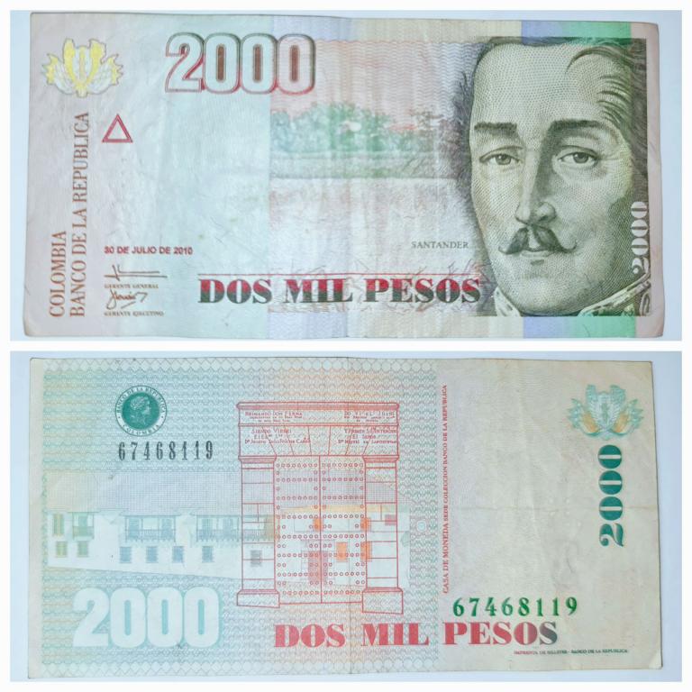 Колумбия 2000 песо 2010 год.