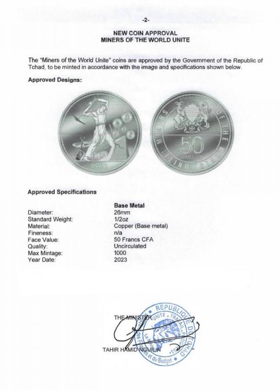 Криптополтинник! 50 Франков ЧАД 2023 UNC PL Огонь!