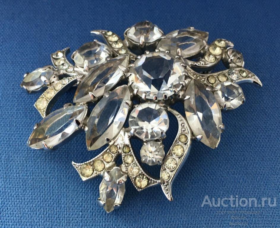 Винтажная Брошь Прозрачные Кристаллы — покупайте на Auction.ru по ...