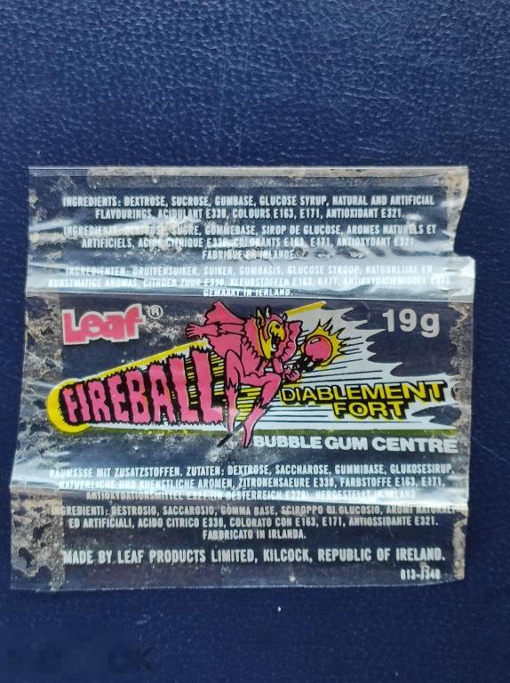 Обёртка от пачки пластинок FIREBALL LEAF Ирландия DIABLEMENT обертка фантик пачка жвачка РЕДКАЯ 
