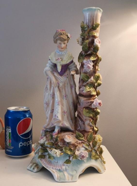 АНТИКВАРНАЯ СТАТУЭТКА ДАМА ЦВЕТЫ С 1865! PLAUE SCHIERHOLZ КАК Meissen