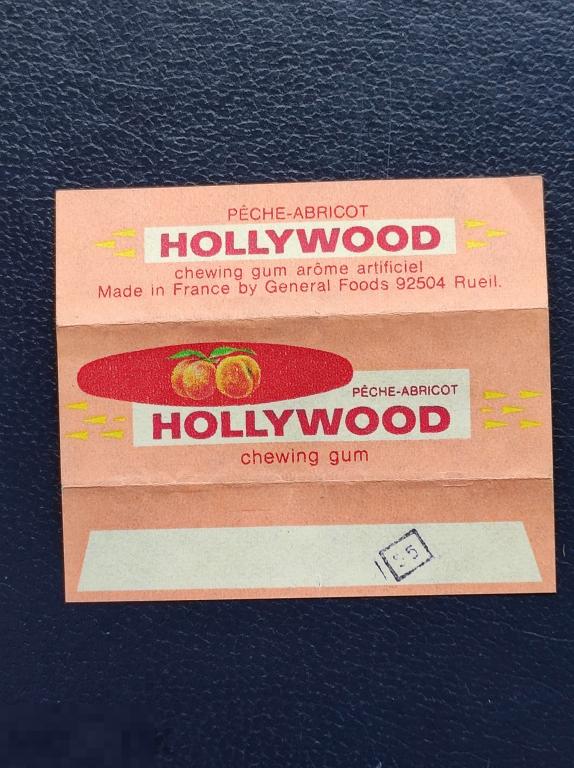 Обёртка от пластинок HOLLYWOOD Франция PECHE ABRICOT  жевательная резинка обертка этикетка фантик 