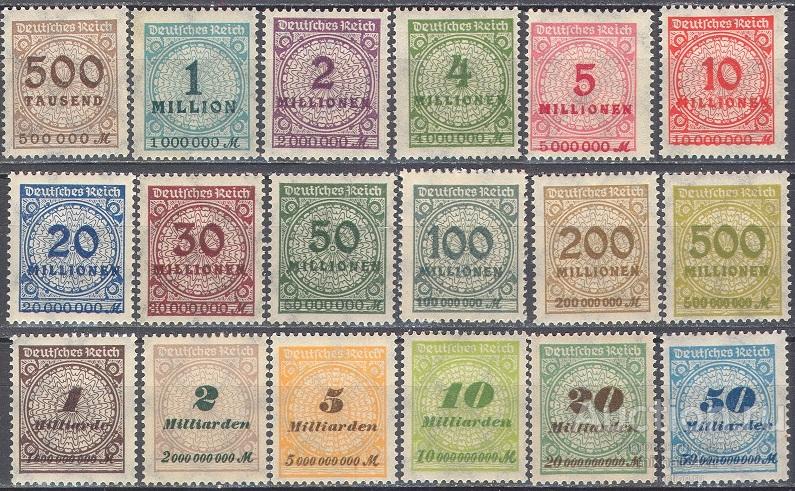 0886 ✅ Стандарт Инфляция Гиперинфляция Веймарская Республика 1923 Германия 18м п/с **