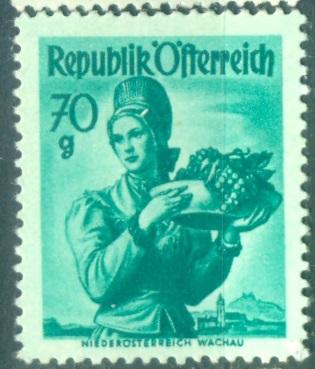 Австрия 1948 г. стандарт Женские костюмы регионов Австрии негашеная**