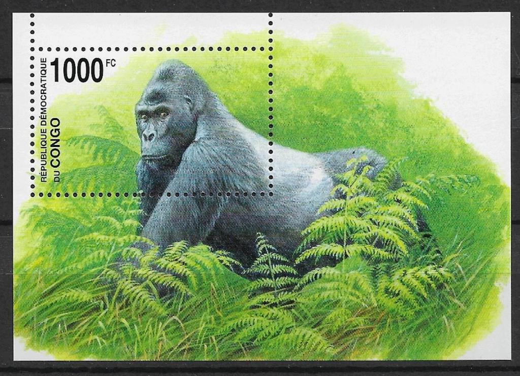 Конго 2002 г. WWF горилла, блок, MNH **