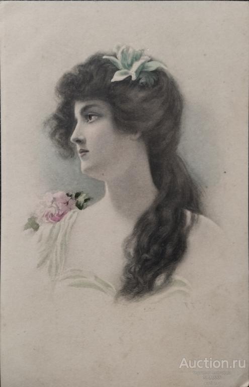 Портрет девушки/Почтовая карточка иностранная/Австрия/Чистая/Старая/M.M.VIENNE/DEPOSE