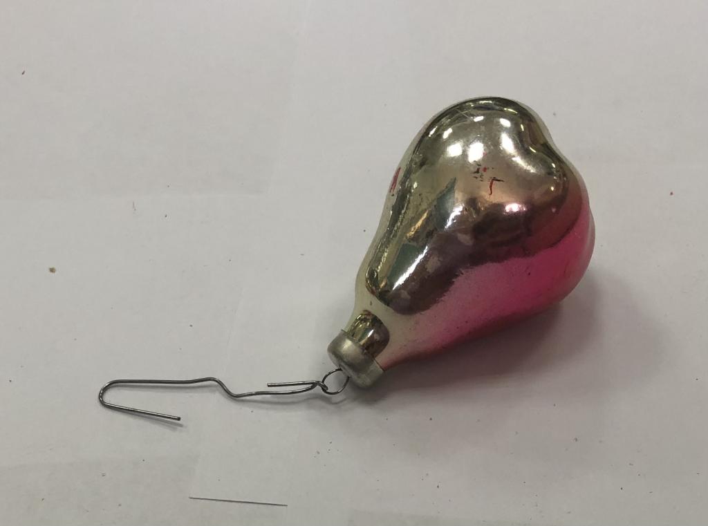 Новогодняя елочная игрушка Груша 6,5 см СССР