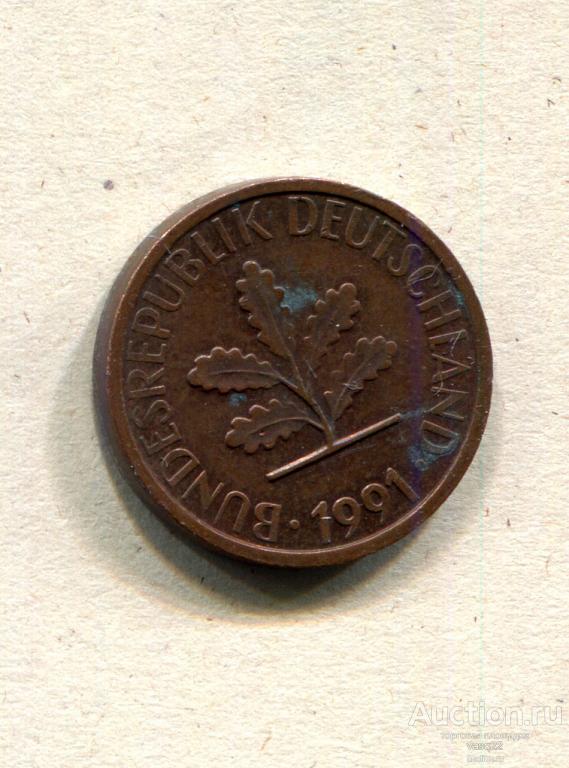 Германия ФРГ 1 пфенниг 1991 А