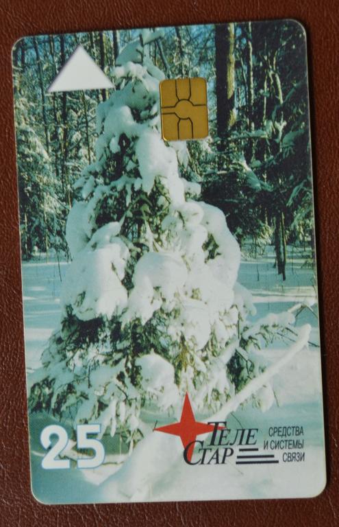 Телефонная карта. ТелеСтар. Домодедово. Елка в снегу 25 ед Чип - 88