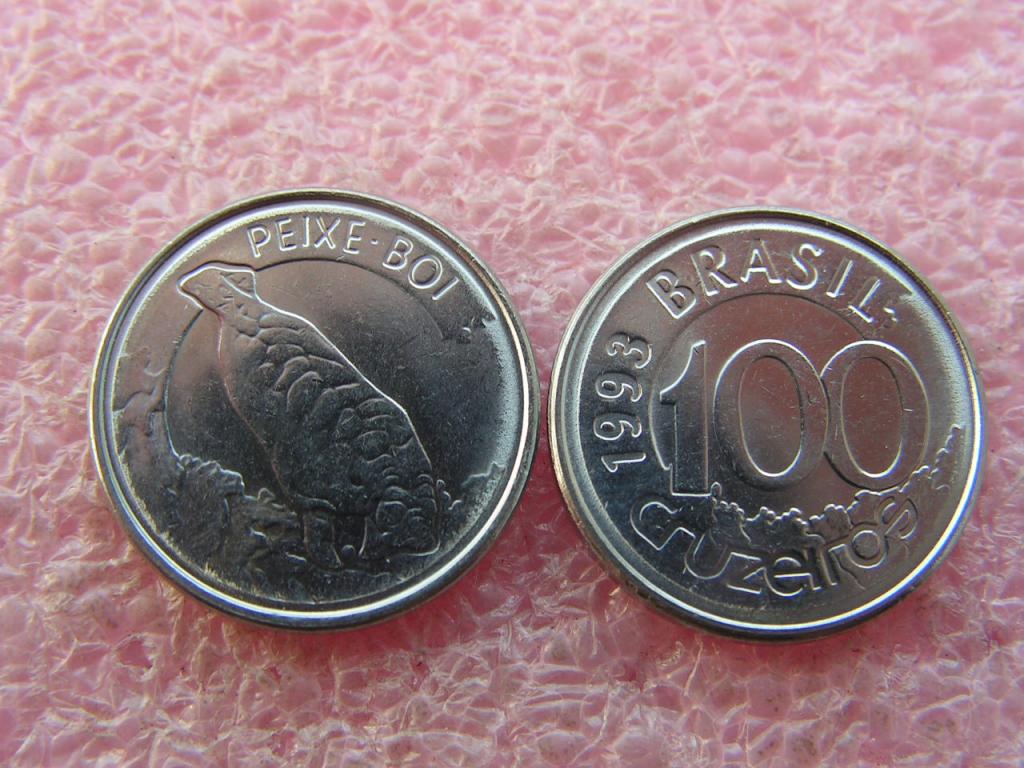 Бразилия 100 крузейро 1993 ламантин unc