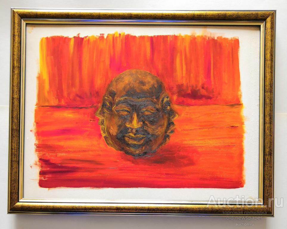Картина. *Бронзовая голова 4 эмоции* . Масло на картоне 30 на 40 см