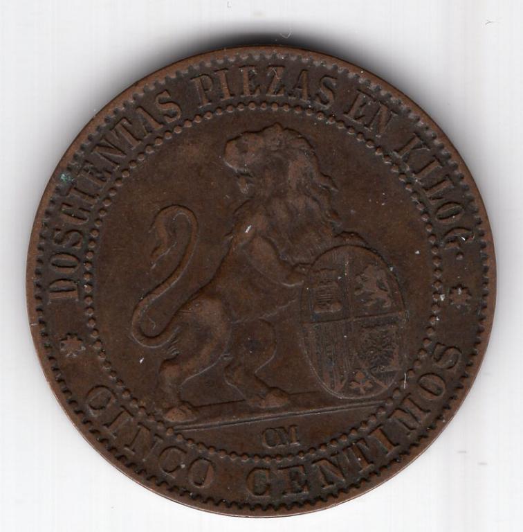 5 сентимо - Испания - 1870 - KM#662