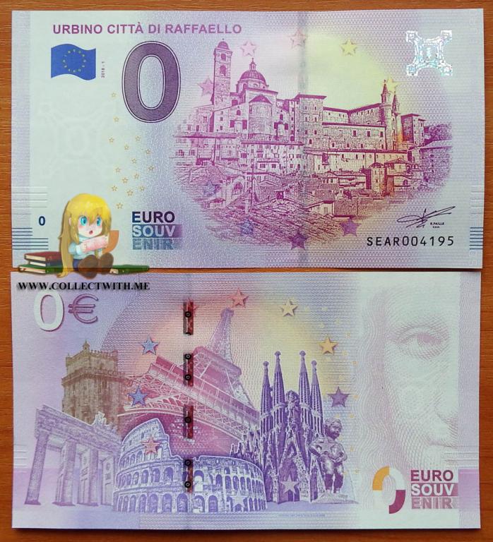 Италия 0 евро 2018 ~ Urbino Citta di Raffaello UNC SEAR-2018-1
