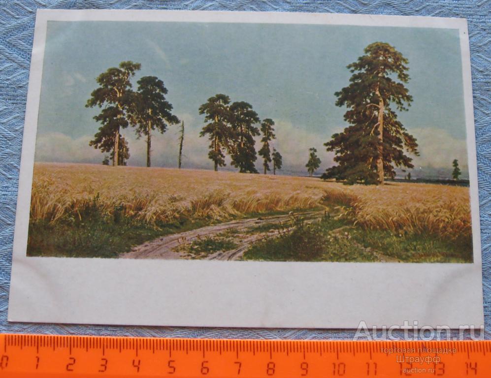 Почтовая карточка. Живопись. Шишкин. Рожь. Изд. ТГ 1929 г. Чистая. Помяты углы альбомом.
